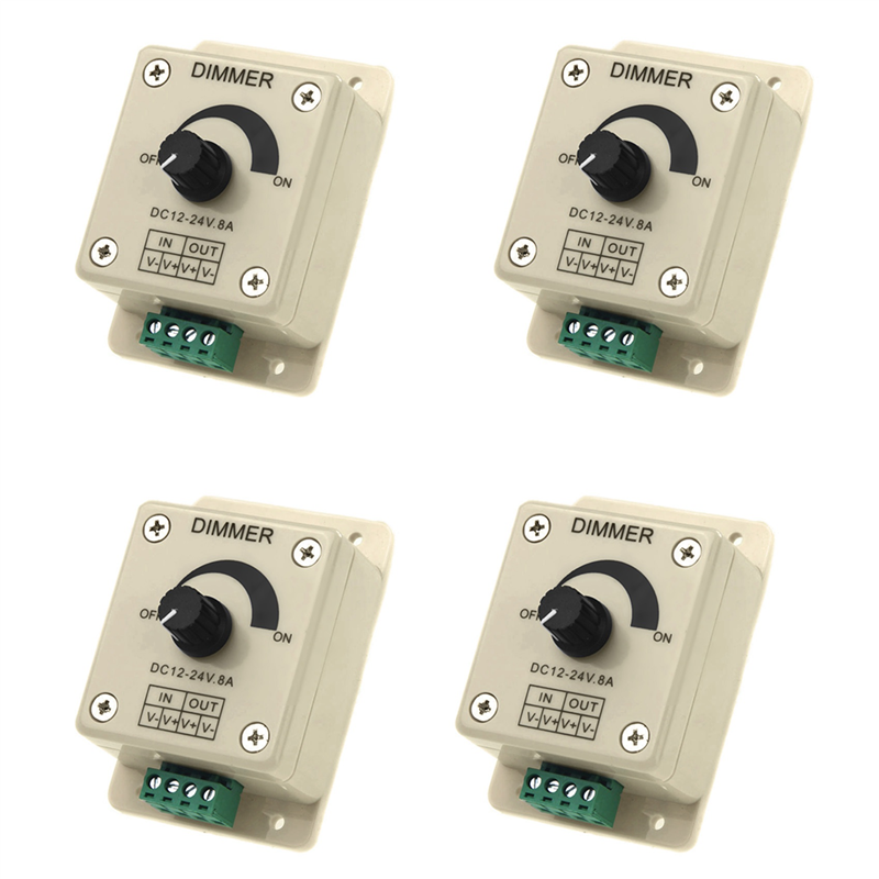 FORIDE 4X DC 12V-24V LED Dimmer Controller Adjust Single Color for 5050 3528 LED Strip