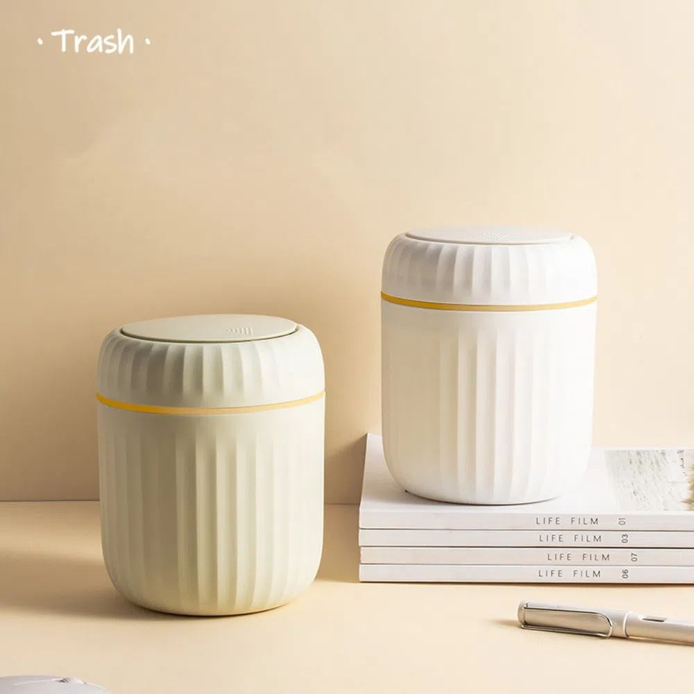 Durable with Lid Desktop Trash Can Plastic Mini Desk Storage Box Press Touch Waste Basket