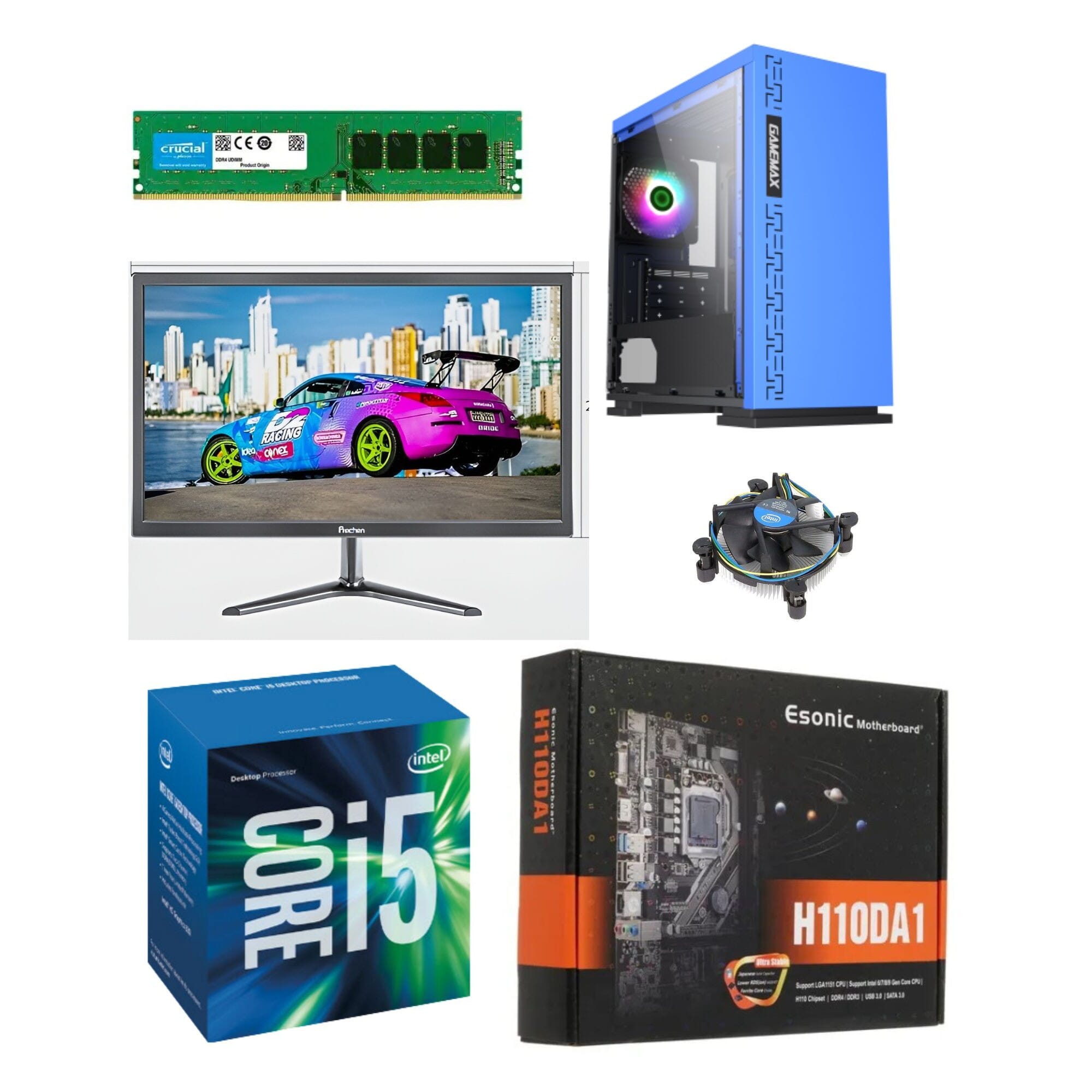 NVME Powered Office Editing and Gaming Desktop With Intel Core i5 6th Gen Processor,19”Inch LED HD Monitor, 8GB DDR4 RAM