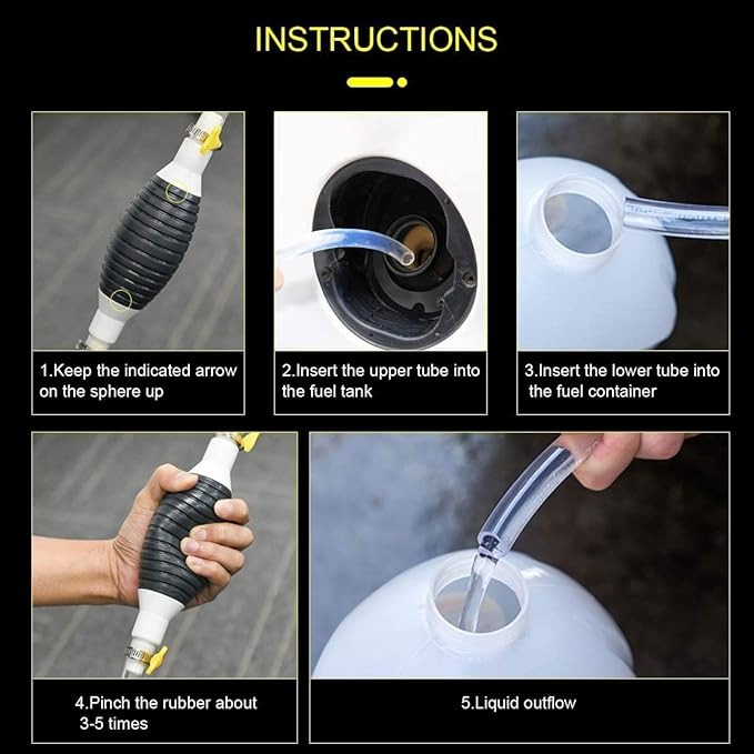 Fuel Transfer Pump Kit Tank Sucker Newest High Flow Hand Pump Portable Manual Car Bike Fuel Transfer Pump | Liquid Pipe Siphon Tool for Petrol Diesel, Water, Fish Tank,