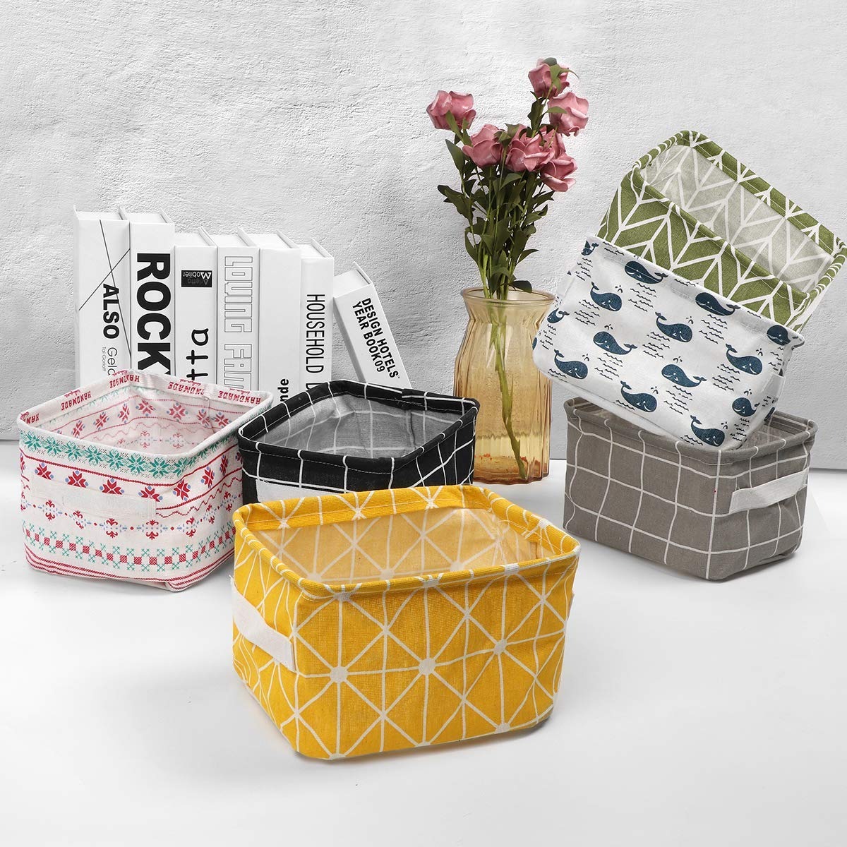 Acceptance Foldable Multipurpose Storage Box - Small Canvas Fabric Basket for Organizing | Storage Box with Handles for Wardrobe, Closet, and Home Organization (1 Pcs)