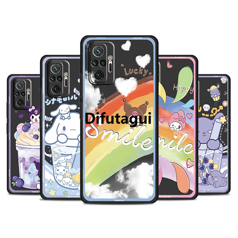 Difutagui Phone coque Case For Xiaomi Redmi Note 11 7 9c 12C k40 9s 12 5g 13 2025 New ProPlus 10 12 Black Cases fundas Rainbow Cute Kuromi Mymelody