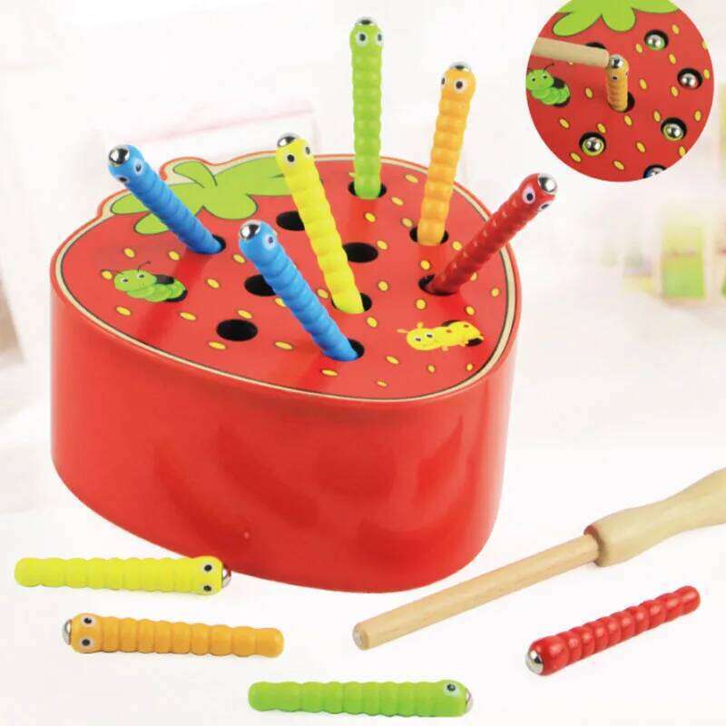 Baby Wooden Catching Worms Game 3D Puzzle Early Children Educational Toys Montessori Magnetic Interactive Games For Gift