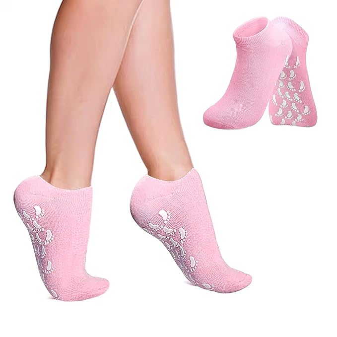 Gel Lined Silicone Moisturizing Foot Socks | Soft Spa Socks for Dry Heels | Reusable Foot Care Socks for Women