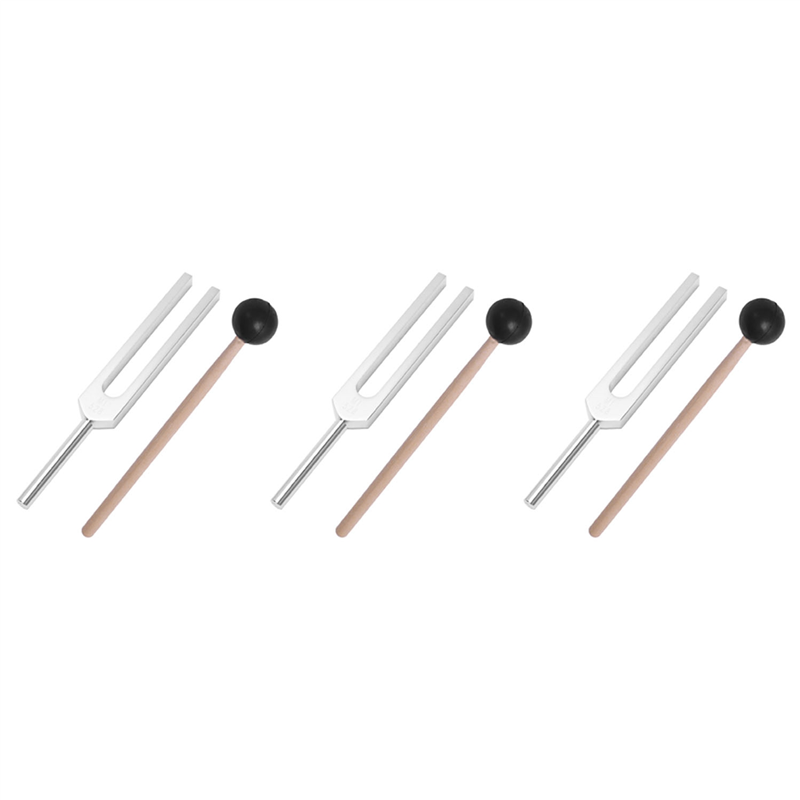 FORIDE 3X Aluminum Alloy + Wood Tuning Fork Chakra Hammer Ball Diagnostic 528HZ with Mallet Set Nervous System Tuning Fork