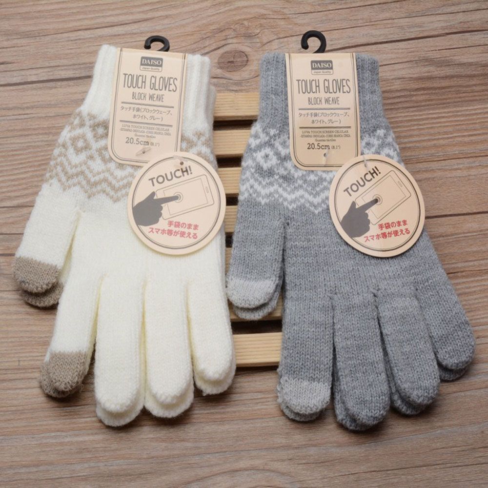 Full Finger Soft Wool Elastic Cuff Touch Screen Gloves Mittens Warm Knit Gloves Winter Gloves