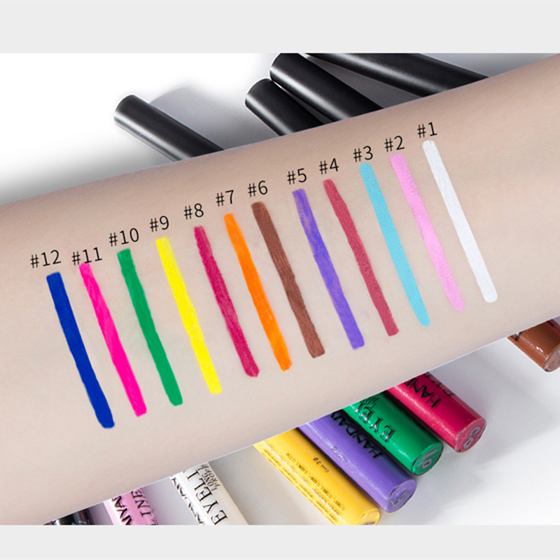 Linman totoro New style 12 Color Liquid Eyeliner Pen Set Waterproof Long LastinProfesional g Matte Colored Eye Liner Cosmetic Quick Dry White Green Liner Makeup Kit