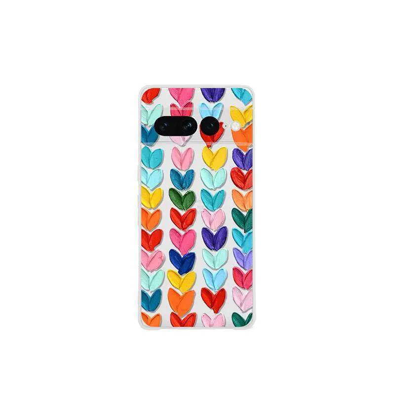 Graffiti Heart Suitable for 9/8 Transparent Phone Google Pixel 7A/6 Hand-painted 9 Pro XL Painted 7 Pro/8A Simple 6A Soft Case 9A