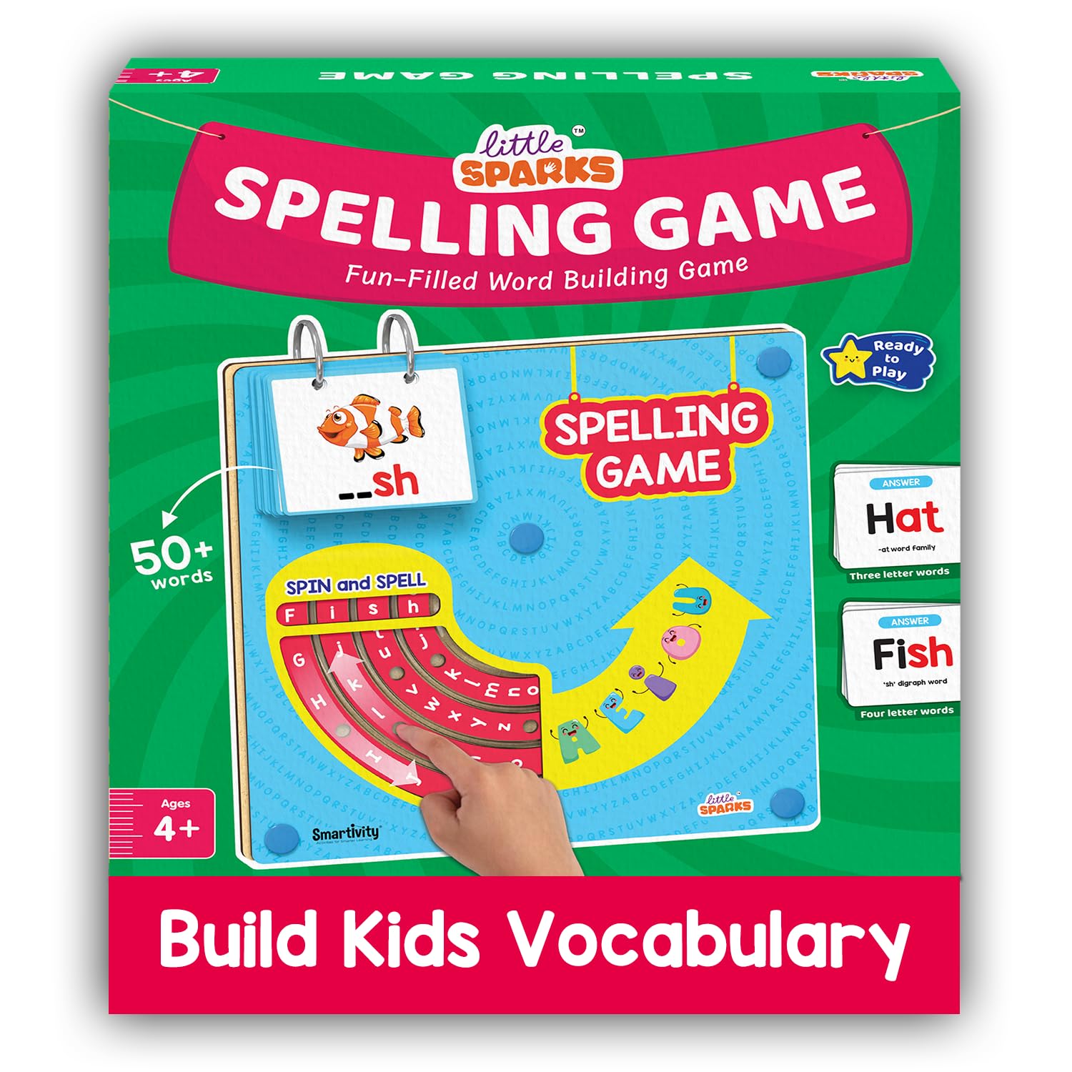 Smartivity Spelling Game Learning Toy for Kids 4-8 Years Old I 50+ Picture Cards I Birthday Gift I Educational Word & Vocabulary Building Toy with Rotating Letter Wheels I Travel-Friendly