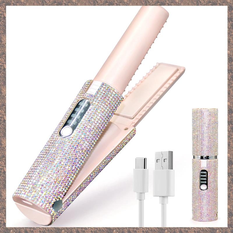 2-In-1 Electric USB Hair Straightening Brush Straightener Brush Straightening Styler Hair Curler
