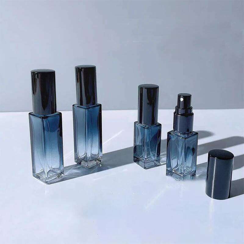 Gradient Blue Perfume 5ml 9ml 20ml Empty Glass Parfume Atomizer Travel Cosmetic Refillable Spray Bottle Sample Vials