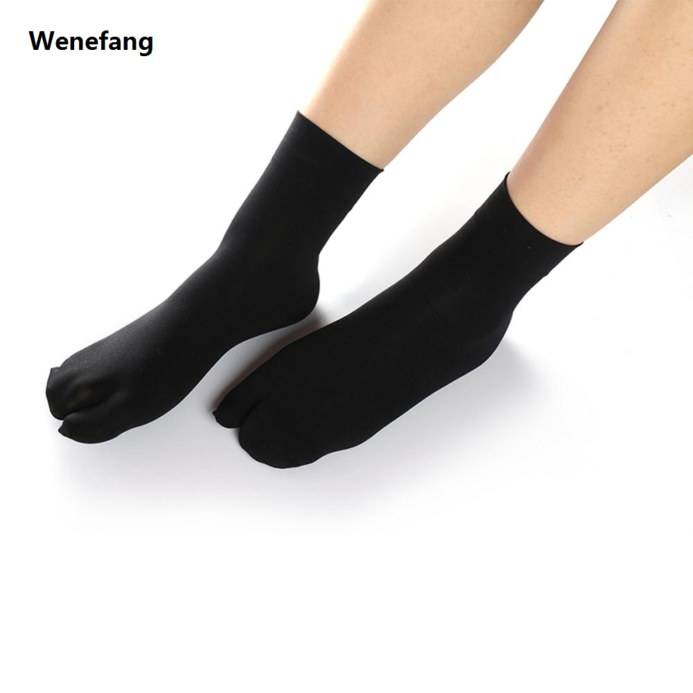 Wenefang 1Pair Ladies Mesh Two Finger Toe Socks Flip Flops Shallow Antiskid Invisible Two Finger Nonslip Silk Stockings women shocks