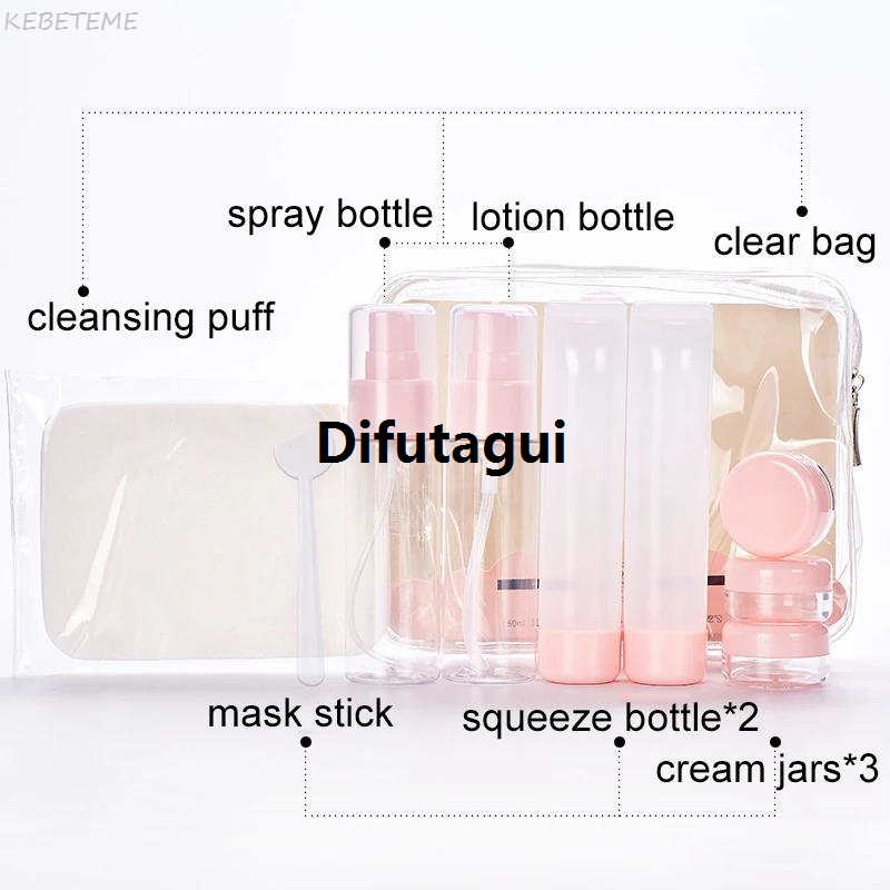 Difutagui Travel Refillable Bottle Set Empty Essence Lotion Shampoo Shower Luxury Gel Cosmetic Container Cream Jar Portable Tube Bottling 4/10pcs
