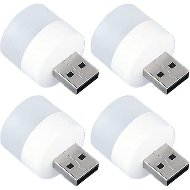 4 Warm Light LED Ambient Light Mini USB LED Light, LED Portable car Bulb, Indoor, Outdoor, Reading, Sleep