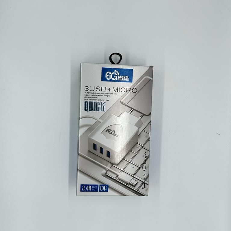 6G Travel Charger 3 Very Good Quality USB + Micro(C4)
