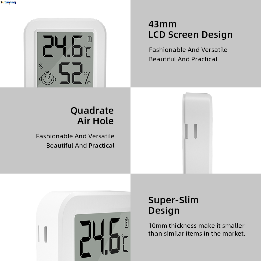 Tuya Smart Temperature Humidity Wireless Sensor Mini LCD Screen Bluetooth-Compatible APP Remote Control Smart Home for Alexa