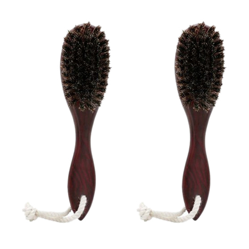 ARELENE 2X Horse Hair Wave Hair Beard Brush Hair Comb Wooden Handle Large Curved Comb Men Natural Hair Combs Hair Styling Tools