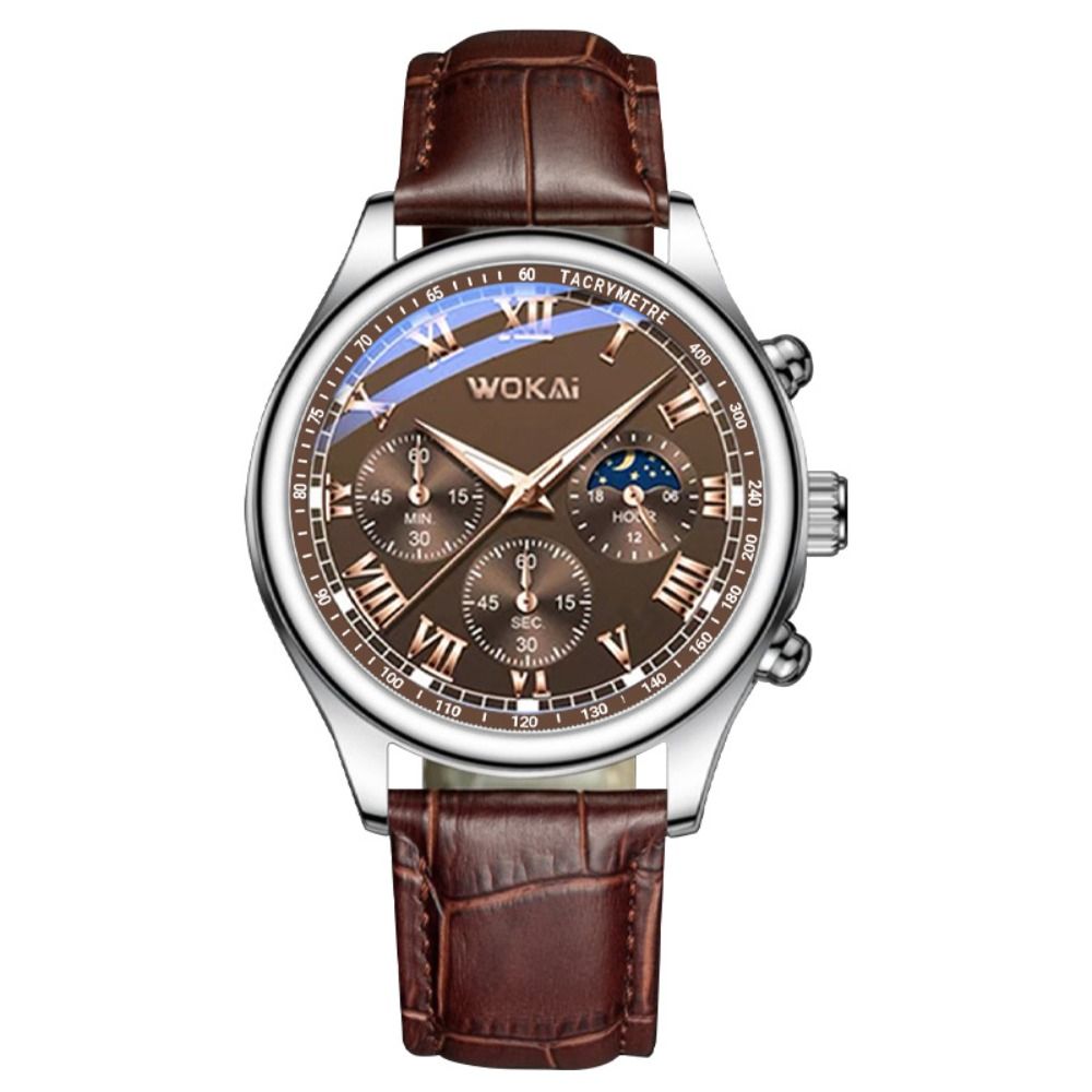 Creative PU Watchband Men Wristwatch Casual Six-Pin Quartz Watch Sport Luxury Wrist Watch