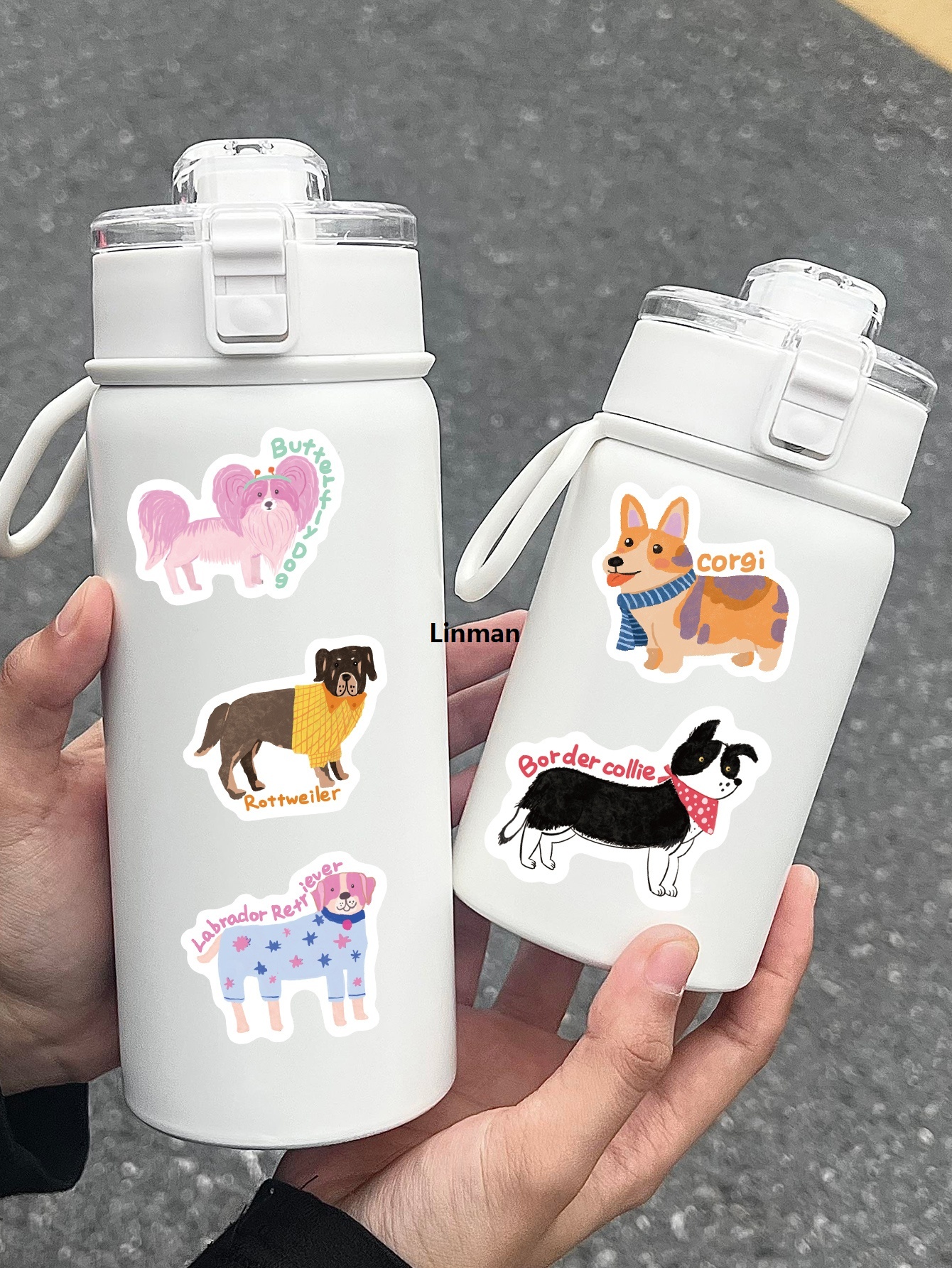 Linman 100pcs cartoon cute hand-painted wind dog stickers Diary scrapboNew style ok phone case laptop water bottle waterproof decorative stickers