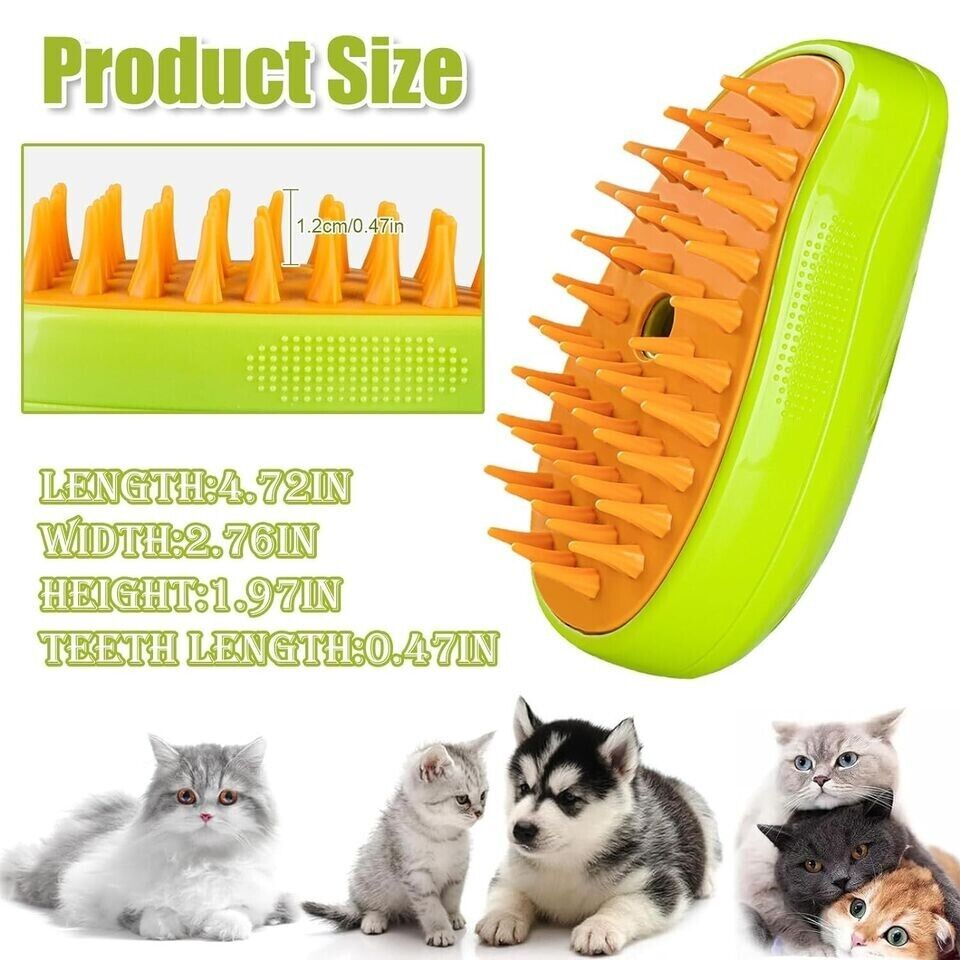 Bulk Bazaar Premium 3 In 1 Steamy Pet Brush Electric Spray Brush For Cat and Dog For Massage Pet Grooming Removing Tangled and Loose Hair