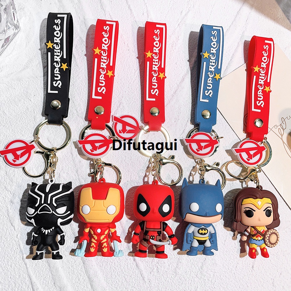 Difutagui Backpack pendant gift love cartoon doll silicon chain action High Quality figure can iron man batman superhero key glue key chain car