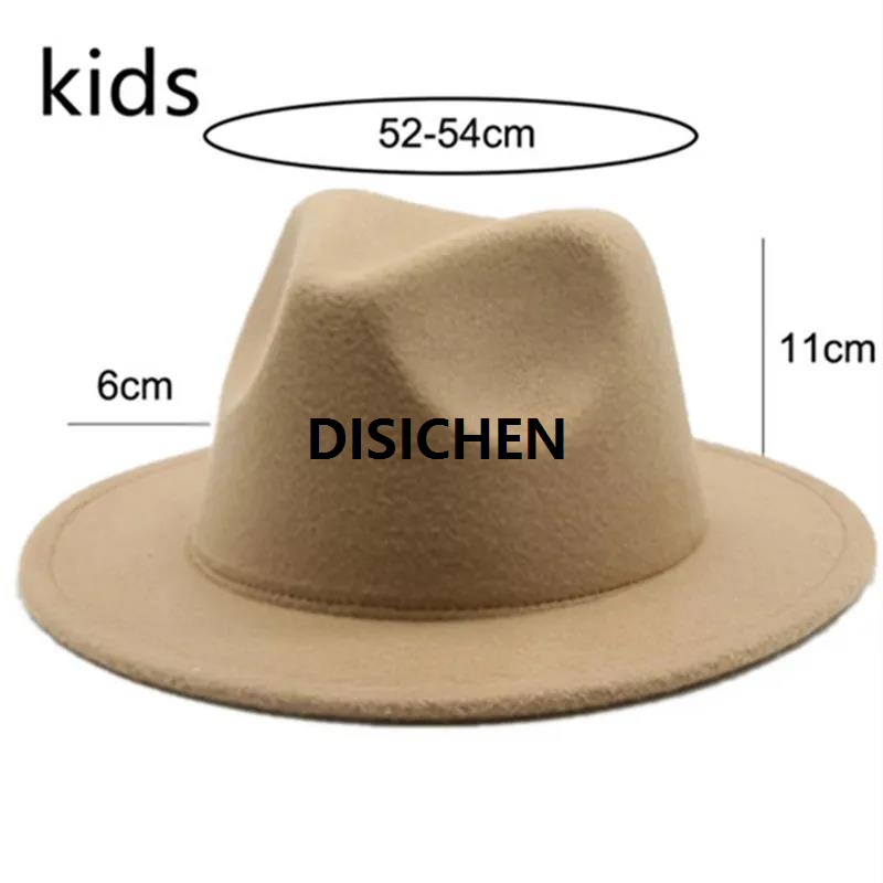 DISICHEN Kids Hat Girl 52cm Small Child Felt White Black Winter Hat Casual Dress Boy Girls Child Fedora Winter Hat Sombrero Panama Hombre Profesional