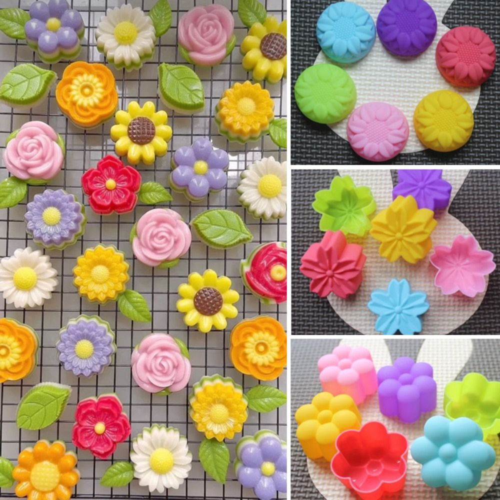 New 5cm Silicone Cake Mold Flower Designs Mould DIY Mini Soap Molds Cake Baking Molds Baking Accessories Cupcake Baking Tools