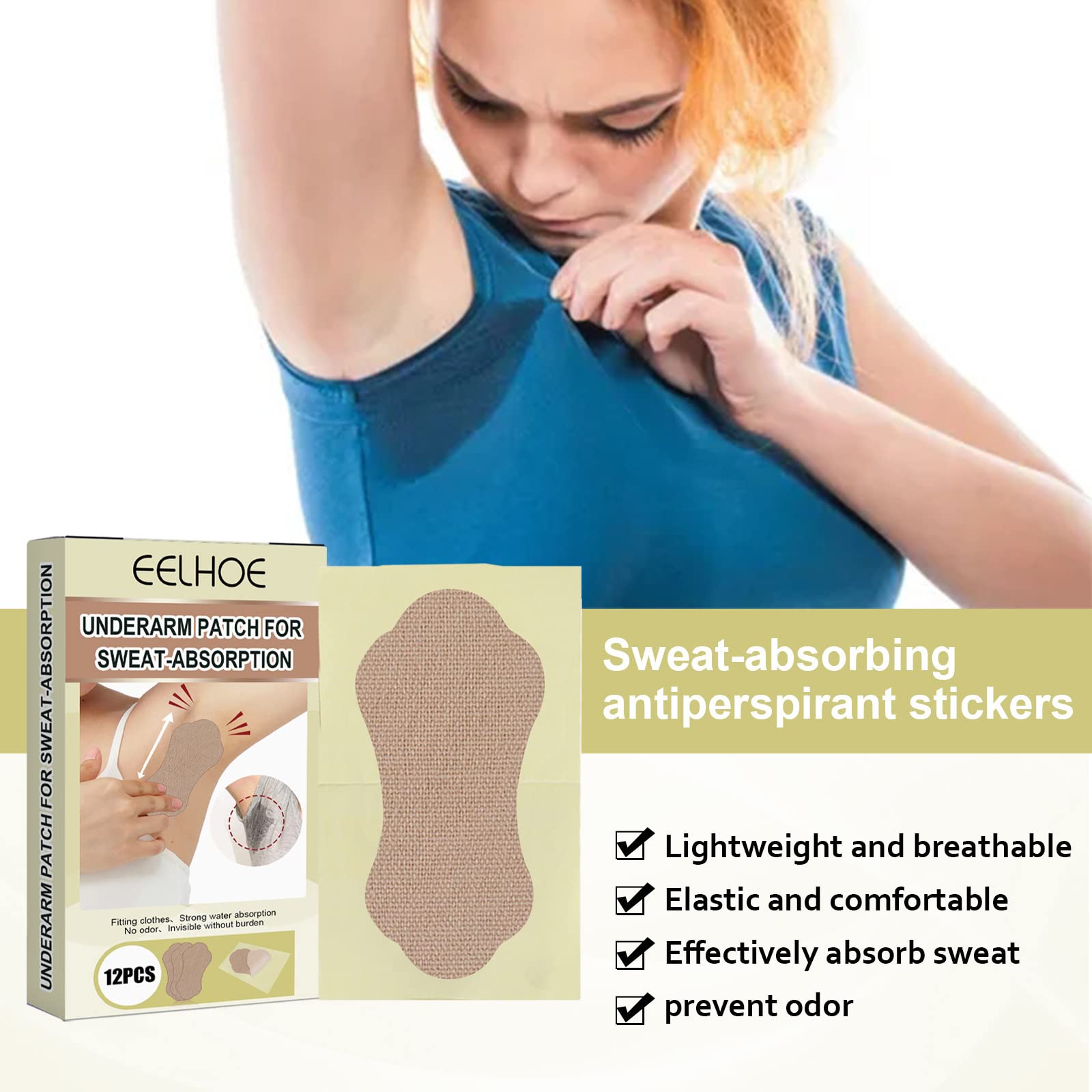 Underarm Pads Pack of 12 Underarm Sweat Pads Ultra Thin Foot Armpit Sweat Pads for Men and Women