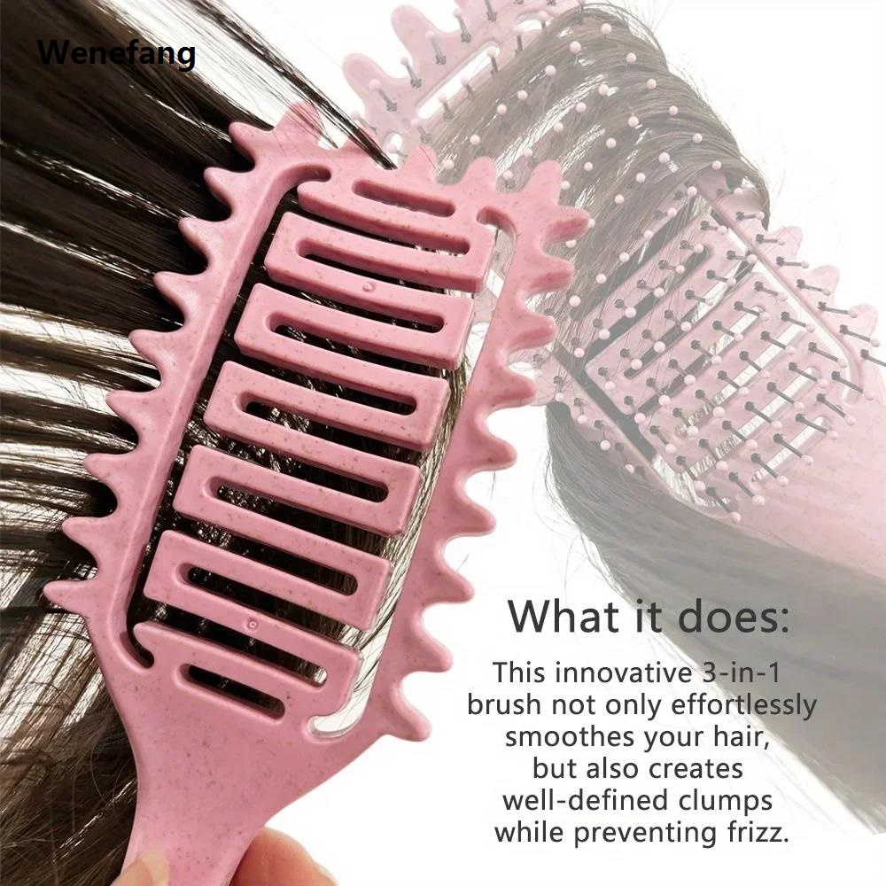 Wenefang Curl Define Styling Brush Hollow Boar Bristle Detangling Hair Original Brush Tangled Hair Comb Shaping Defining Curls Styling Tools