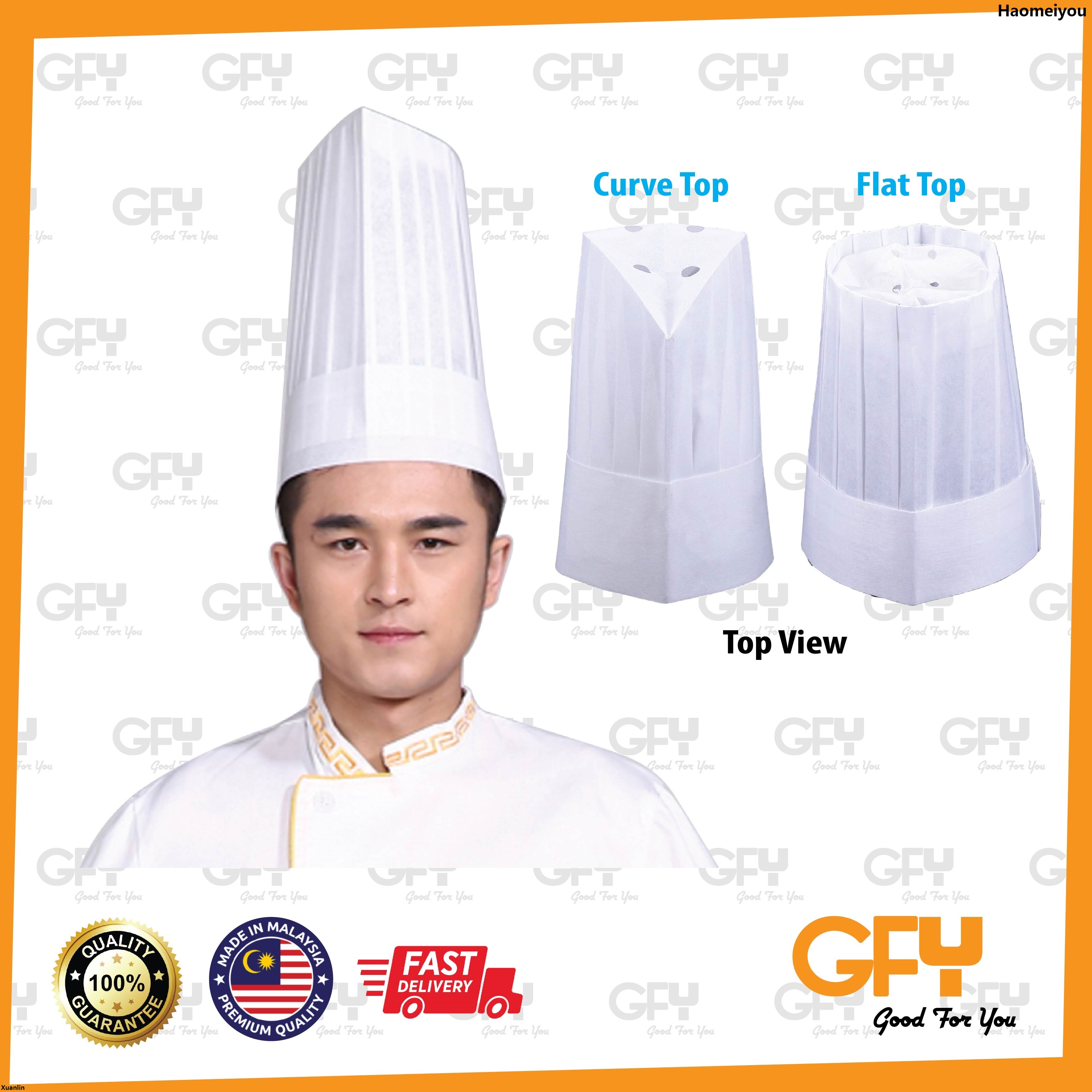 [Ready Stock]Unisex Non Woven Paper Chef Hat For Cooking Cafe Restaurant Working CH006W Special 2025 New