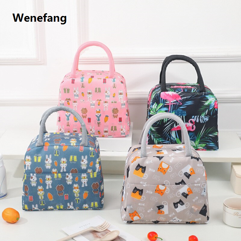 Wenefang Cartoon Lunch Bag Portable Insulated Thermal Heat Children's Bento New Bag Picnic Tote Kid School Lunch Box Bags Cooler Ice Pack New