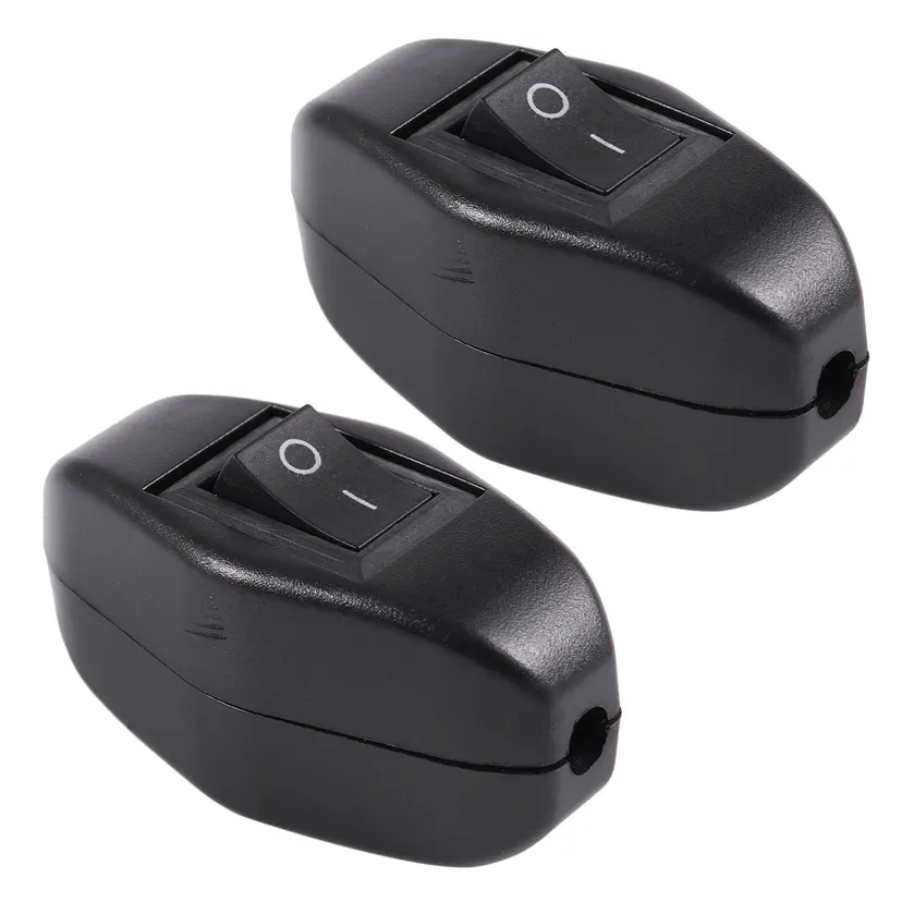 fasdaga 2X Black Bedroom on Off Button in Line Switch 6A/250VAC 10A/125VAC