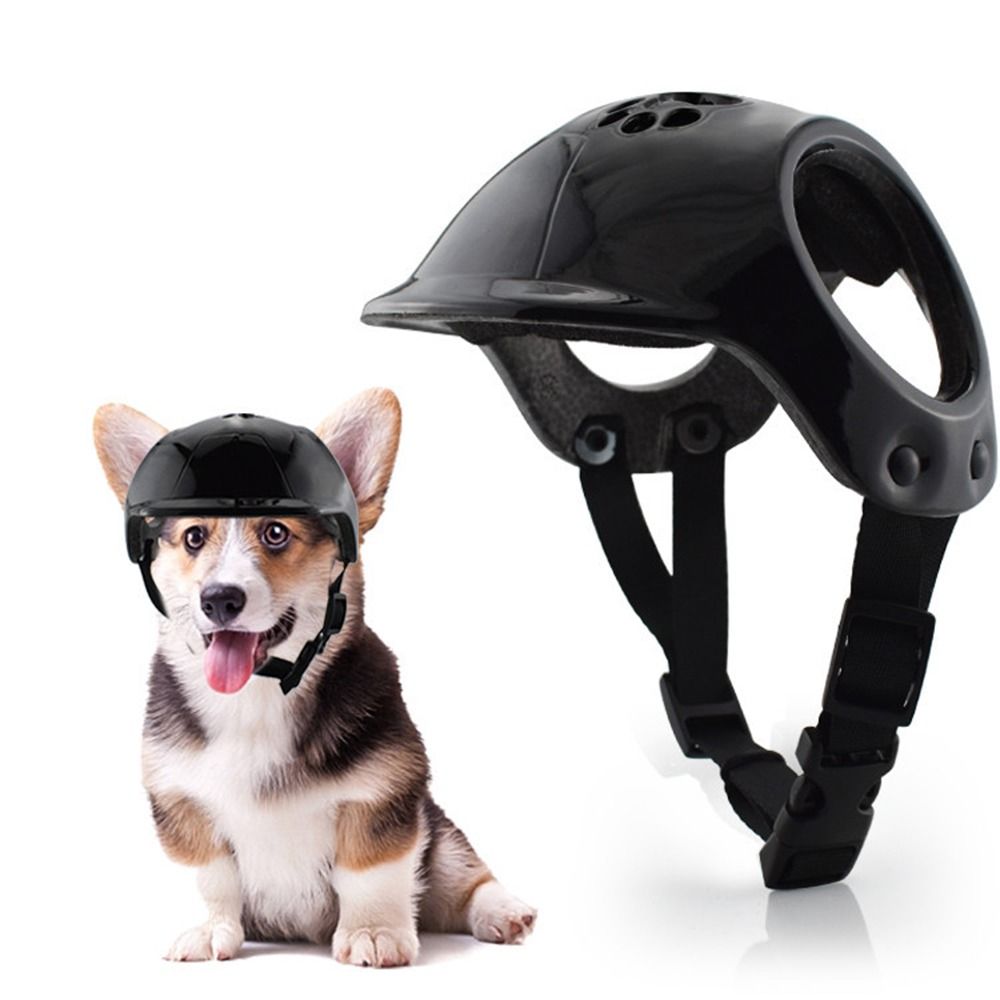 Durable Windproof Dog Helmets Ear Holes Sturdy Pet Motorcycle Helmet Hat Lightweight Breathable Sport Doggy Cap Puppy