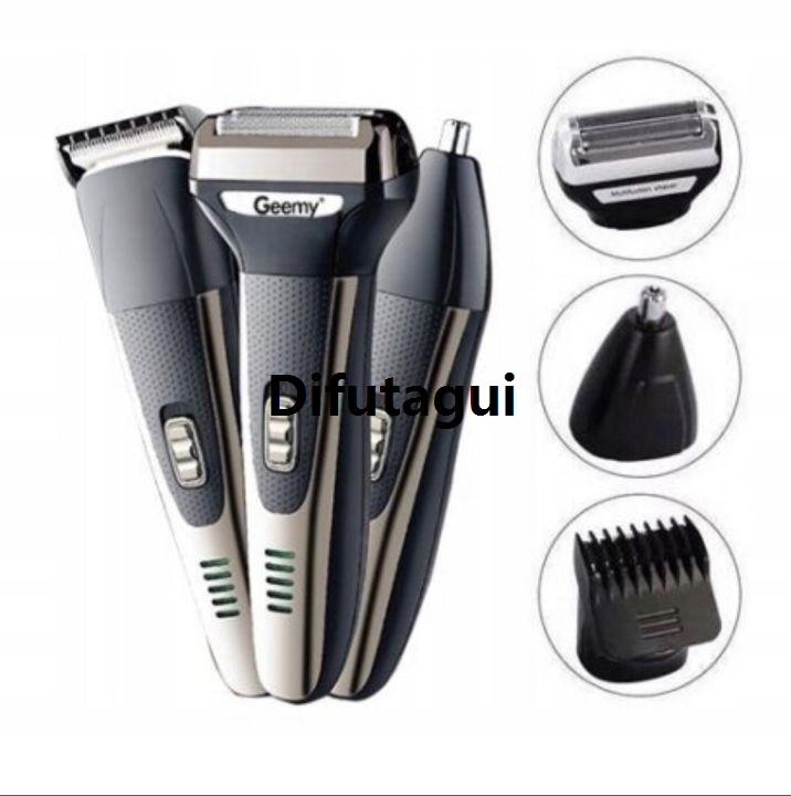 Difutagui 3 In1 Professional Rechargeable Hair Clipper Geemy Gm-598 Luxury Nose Trimmer Shaver Men Women Personal Care Set