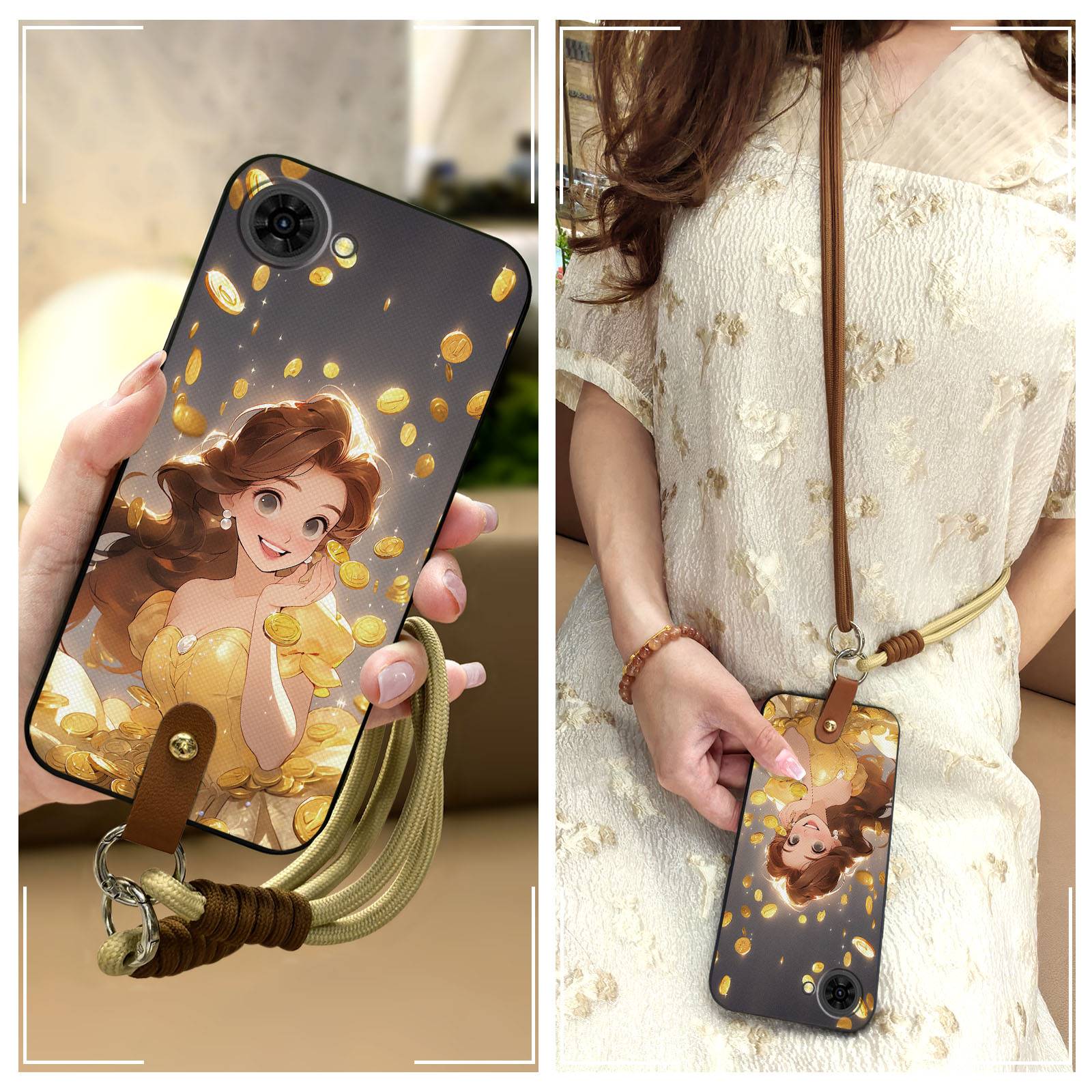 Full wrap Graffiti Phone Case For ZTE Nubia S2E/S2R/S2 Lite Cute Necklace Fashion Design Crossbody Durable Anti-knock
