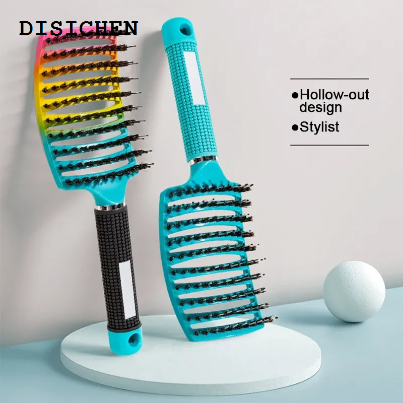 DISICHEN 【Unbeatable Prices】 Women Hair Scalp Bristle Nylon Hairbrush Wet Curly Detangle Hair Brush for Salon Hairdressing Styling Tools