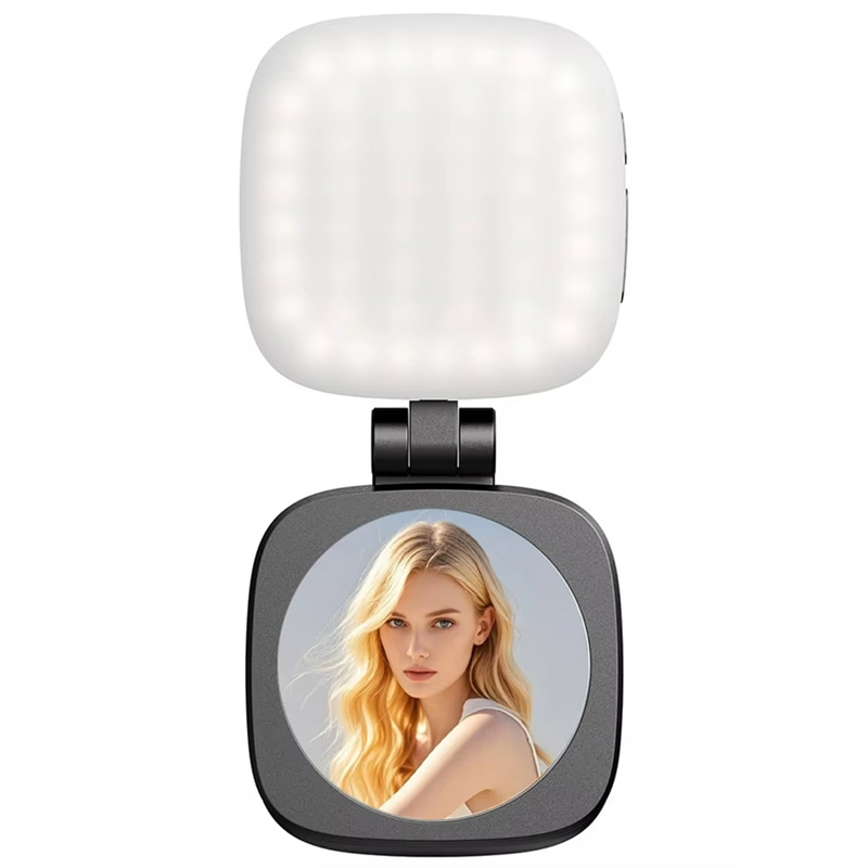 Adjustable 180° Flip & Built-in Mirror Light Mini Fill Light Rechargeable Light Magnetic Mobile Phone Selfie Ring Light
