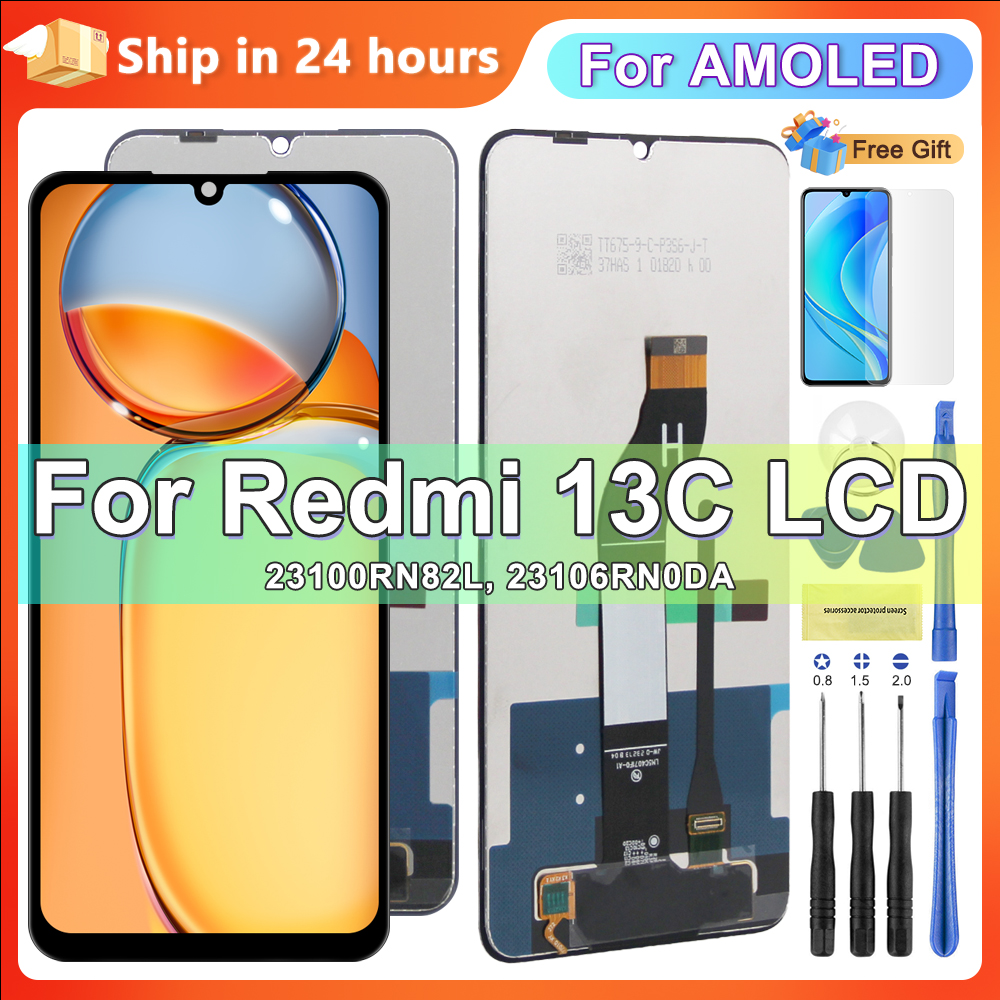 6.74'' AMOLED For Xiaomi Redmi 13C 23100RN82L LCD Display Touch Screen Digitizer Assembly For Xiaomi Poco C65 Replacement Parts
