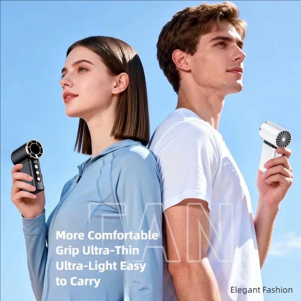 Cooler Supplies Mini Electric Handheld Fan High-Speed Handheld Turbo Fan Digital Display Charging Personal Cooling Fan Summer Use
