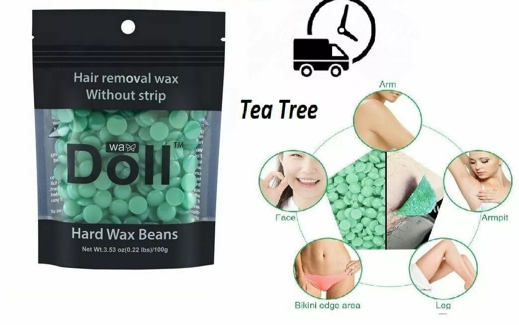 Hard Wax Beans Tea Tree Bikini Hair Removal Waxing Hot Depilatory No Strips-100g
