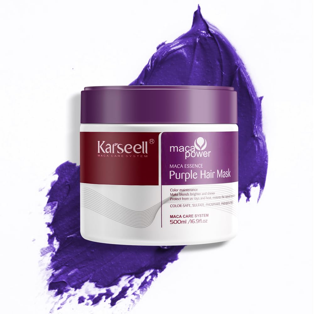 Karseell Maca Power Purple Hair Mask 500ml - For Highlighted, Bleached, or Grey hair