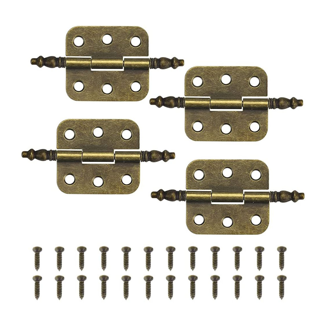 Sptrry4 PCS Mini Hinges Antique Bronze Retro 6 Holes Hinges Hardware with 24 PCS Screws for Wooden Jewelry Box Cabinet