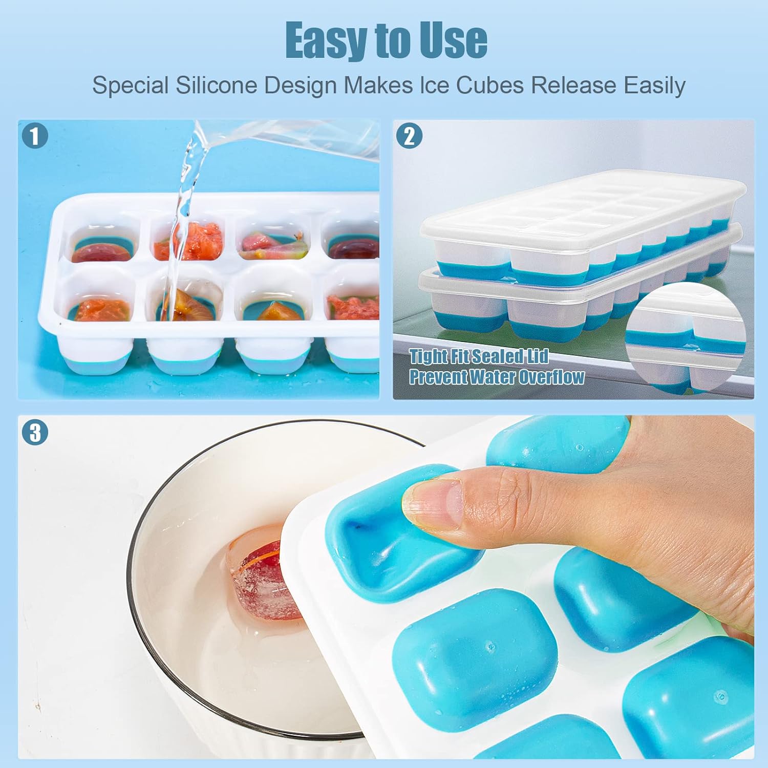 12 Cubes Super Flexible Rubber Base Ice Tray