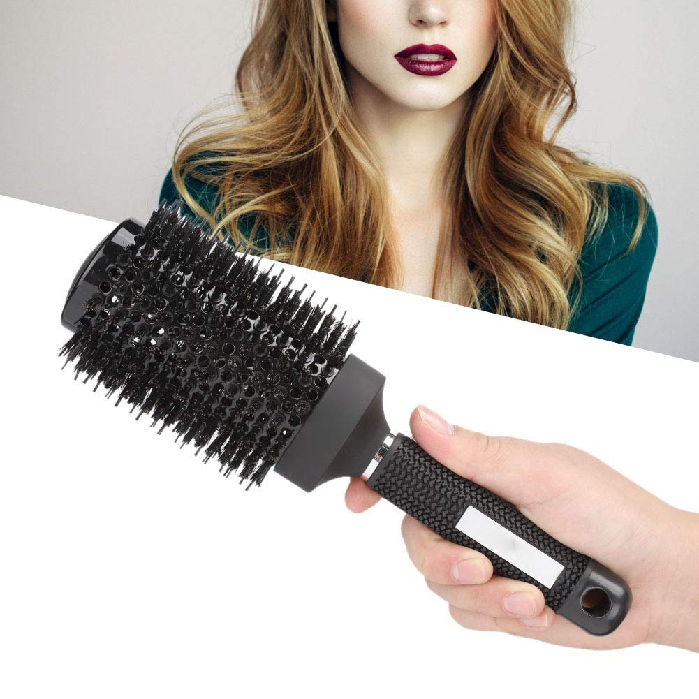 Ceramic Round Black Brush Swift Blow Dry with Natural Boar Bristle Roll Hair Brush for Unisex
