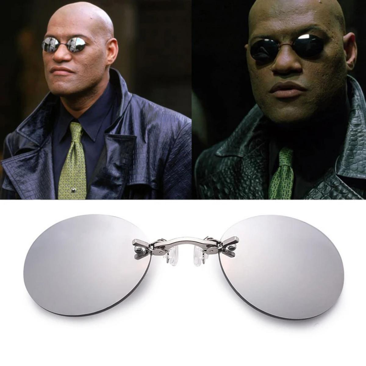 1pc Clip On Nose Glasses Round Rimless Metal Frameless Small Glasses Vintage Mini Men's Eyeglasses Hip Hop Eyewear Accessories