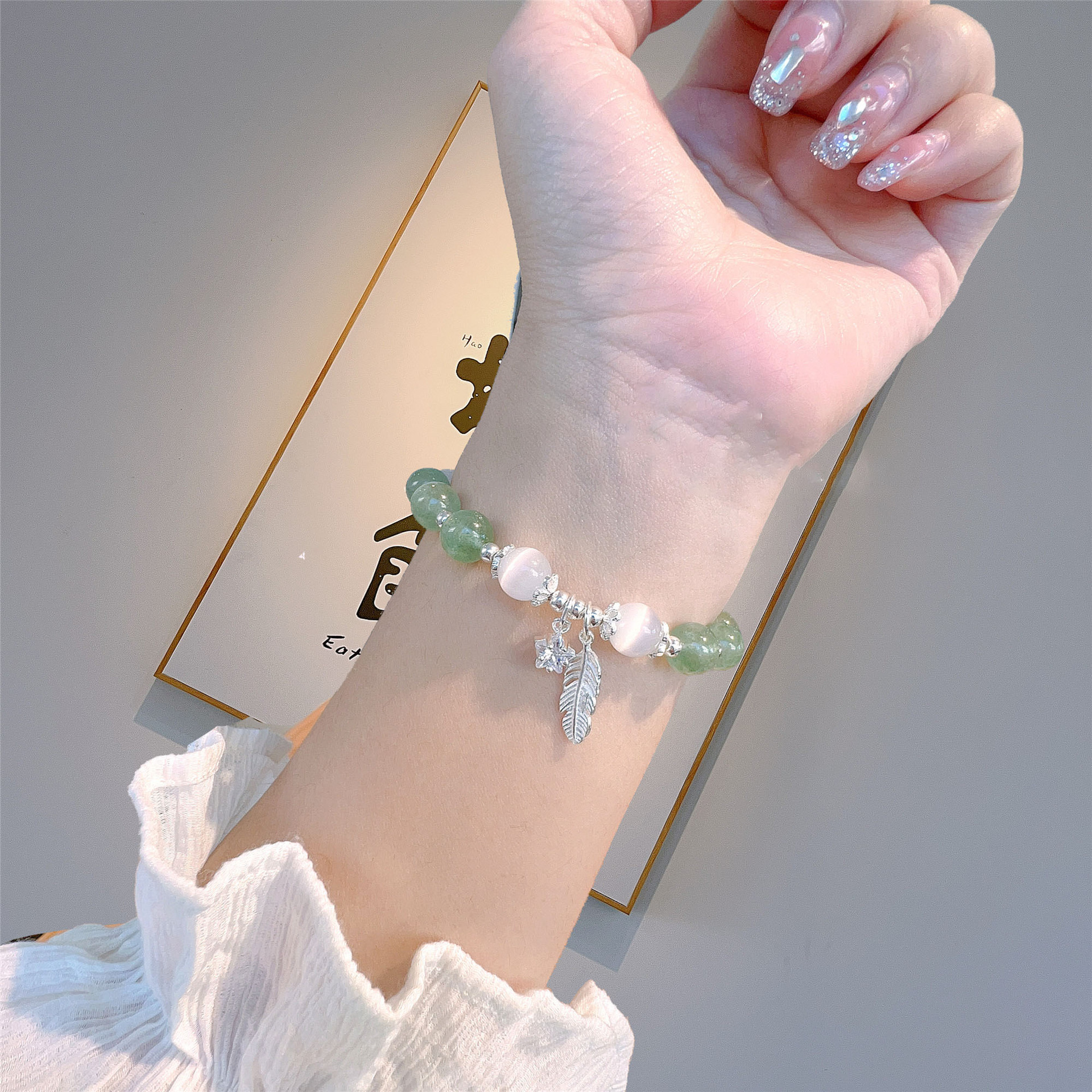 【Top Picks】Natural Green Strawberry Crystal Bracelet Female White Niche Design Healthy Vitality Girl Gift Bracelet 925 Silver