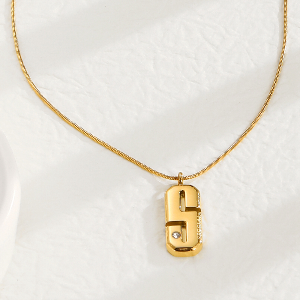 New WILD FREE Trendy Snake Bone Chain Stainless Steel Necklace For Women Letter S Pendant Lettering Special Jewelry Gifts