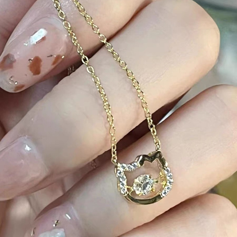 【Mega Sale】HelloKitty Kitty Beating Heart Necklace Female Cartoon Smart Niche for Girlfriend
