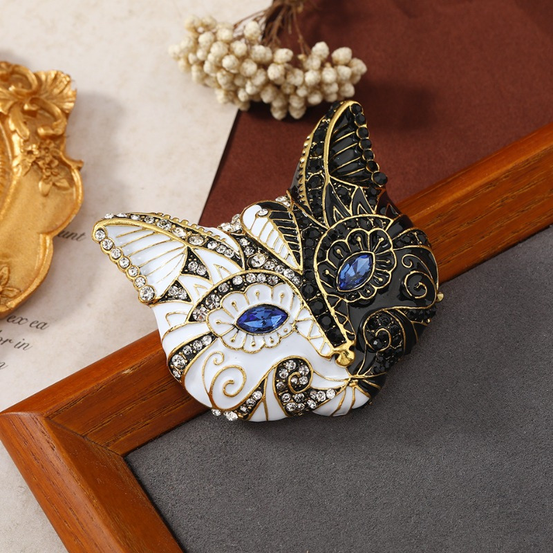 Vintage Cat Mask Brooch Men Women Suit Coats Fashion Clothing Jewelry Accessories Corsage Gift