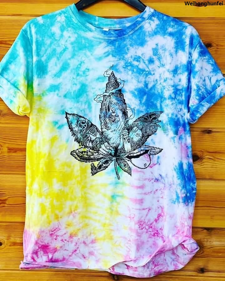 WeihonghunfeiFifty percent discount Unisex Casual T-Shirt Tie And Dye Designs 100% Cotton Priyani Textiles Premium Quality T Shirt Color Not Wash-off New Style